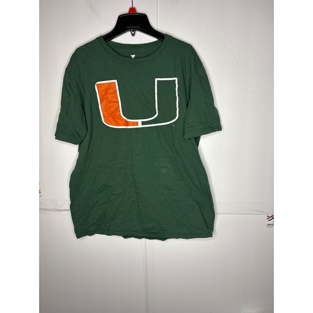 Fanatics Miami Hurricanes‎ U Logo Green T Shirt Mens Size Large